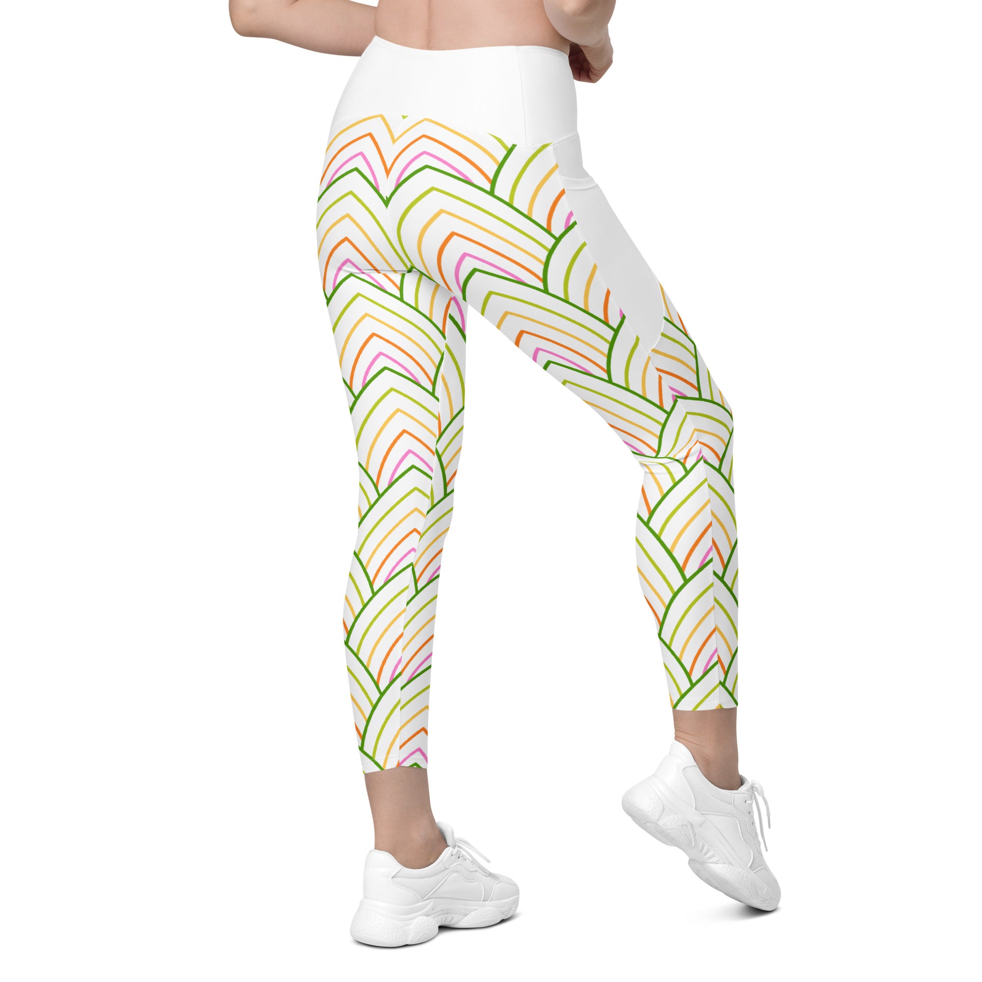 Trendy crossover leggings with unique pattern