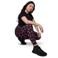 Neon Wave Crossover Leggings with Pockets