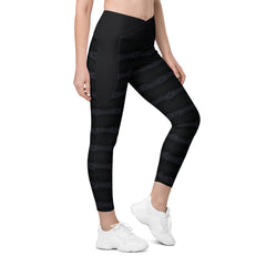 Ocean Wave Crossover Leggings with Pockets