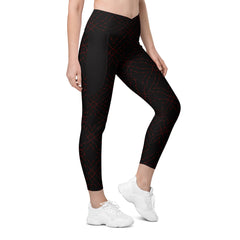 Mystic Lotus All-Over Print Crossover Leggings with Pockets