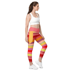 Galactic Rainbow Crossover Leggings with Pockets