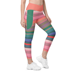 Neon Dreams Crossover Leggings with Pockets