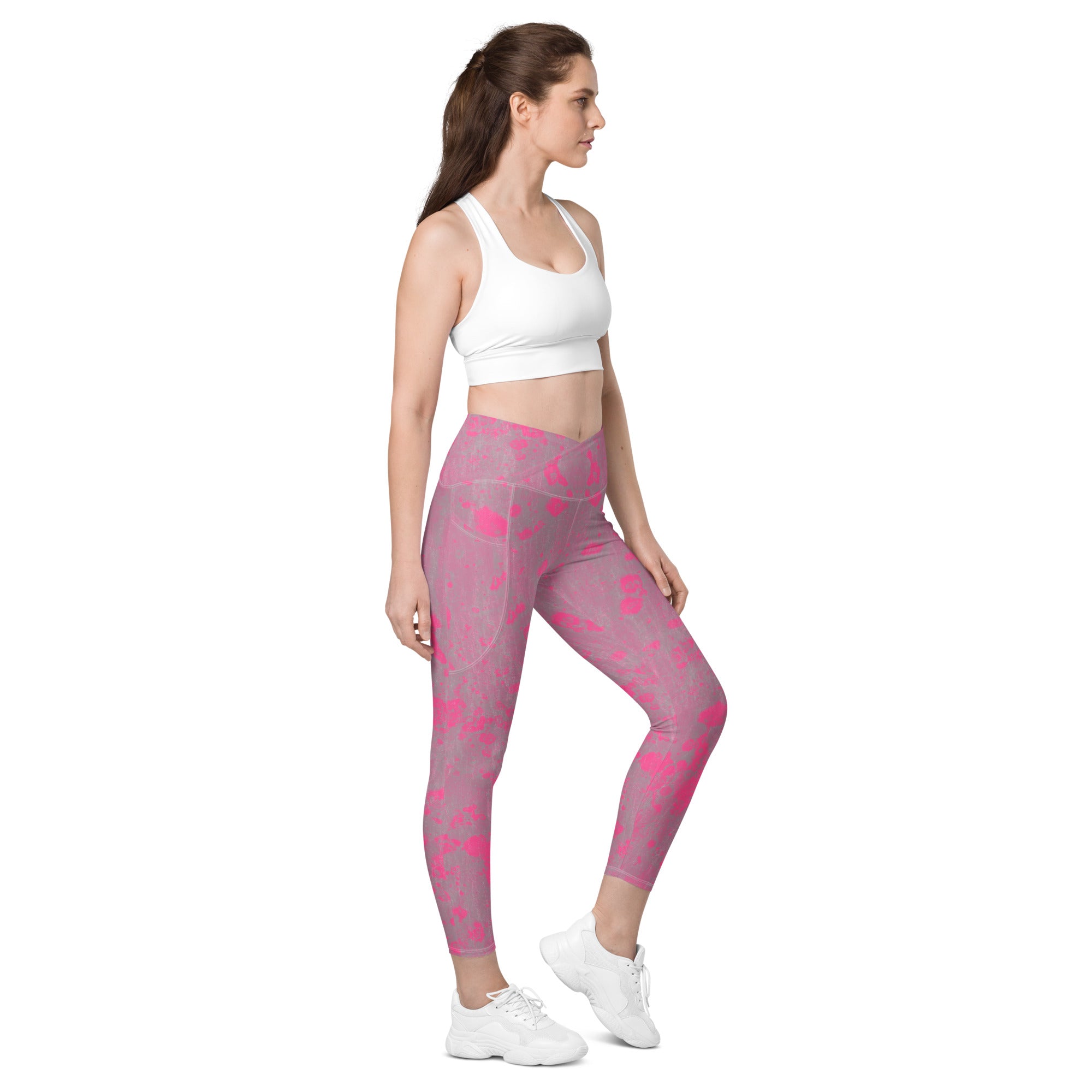 Stylish Crossover Design of Honeycomb Harmony Workout Leggings"