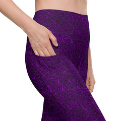 Active wear meets nature's calm in serene woodland leaf texture leggings, designed with convenient pockets.