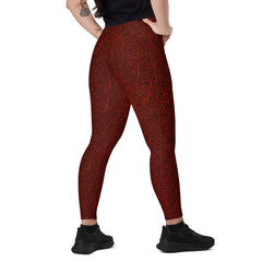 Eco-chic Verdant Vines leggings with leaf patterns and pockets, ideal for the active and eco-conscious.