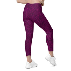 Morning workout gear upgraded with dewy meadow leaf texture leggings, complete with handy pockets.