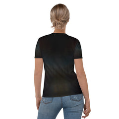 Chic and mysterious Black Cat Mystique t-shirt for women, perfect for a stylishly spooky look.