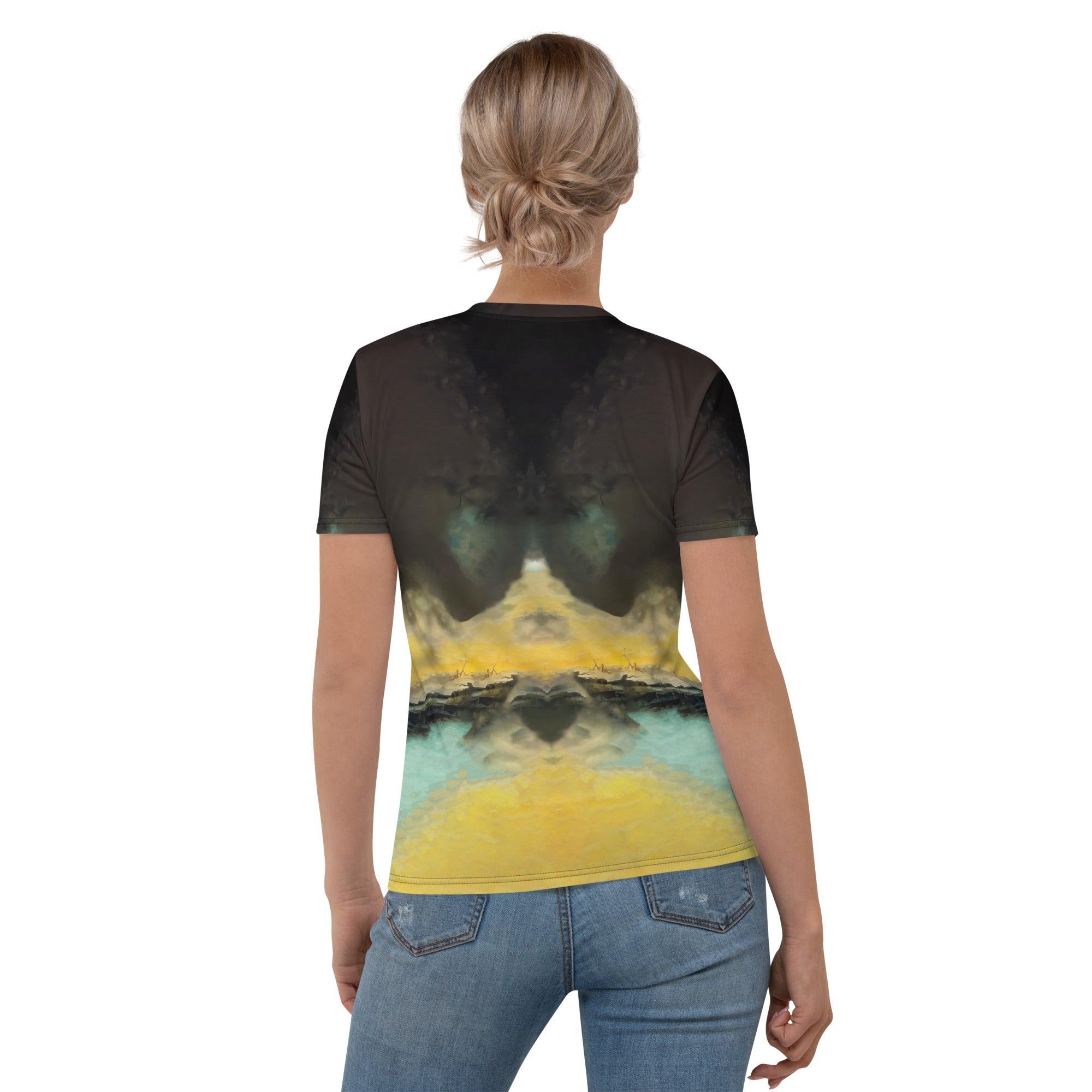 Embrace Halloween's shadowy charm with the Spooky Silhouettes crew neck t-shirt for women.