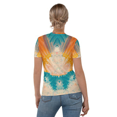 Surfing Bliss All-Over Print Women's Crew Neck T-Shirt Ride The Waves In Style - Beyond T-shirts