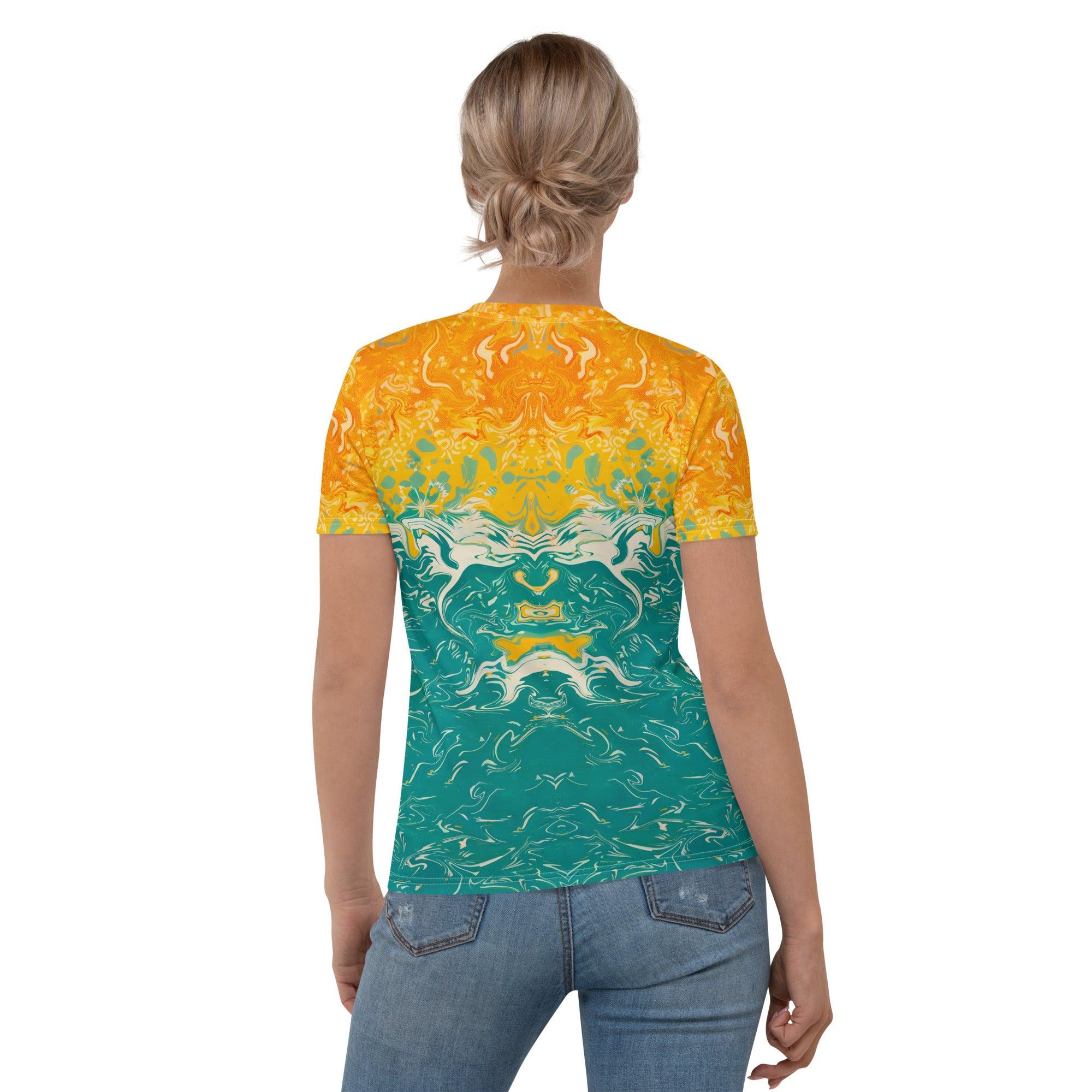 Sunset Surfer All-Over Print Women's Crew Neck T-Shirt Chase The Coastal Magic - Beyond T-shirts