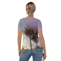 Tranquil Lakeside Landscape Women's Crew Neck T-Shirt