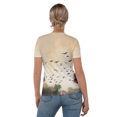 Waterfall Oasis Landscape Women's Crew Neck T-Shirt