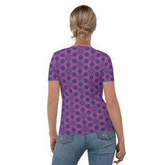 Elegant Floral Pattern Women's Crew Neck T-Shirt