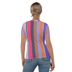 Psychedelic Prism Colorful Stripe All-Over Print Women's Crew Neck T-Shirt