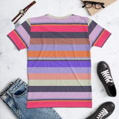 Tropical Bliss Colorful Stripe All-Over Print Women's Crew Neck T-Shirt