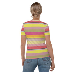 Fiesta Fiesta Colorful Stripe All-Over Print Women's Crew Neck T-Shirt