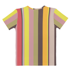 Neon Dreams Colorful Stripe All-Over Print Women's Crew Neck T-Shirt