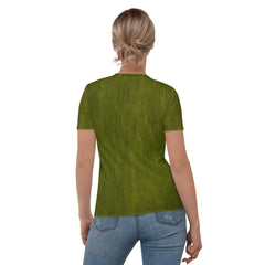 Luxurious Feel Suede Women's Crew Neck T-Shirt for Everyday Wear