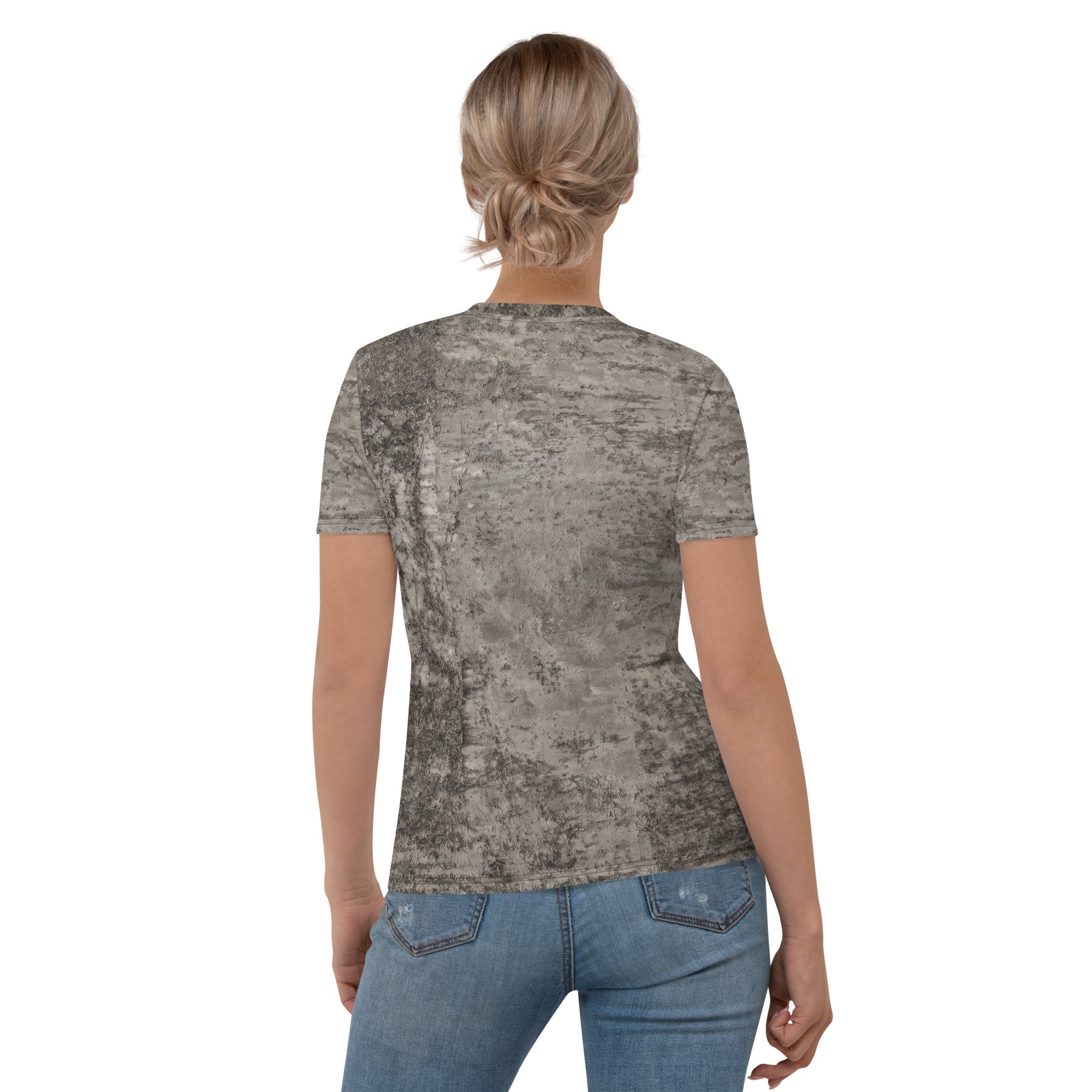 Stylish Woman in Chic Organza Opulence Crew Neck T-Shirt