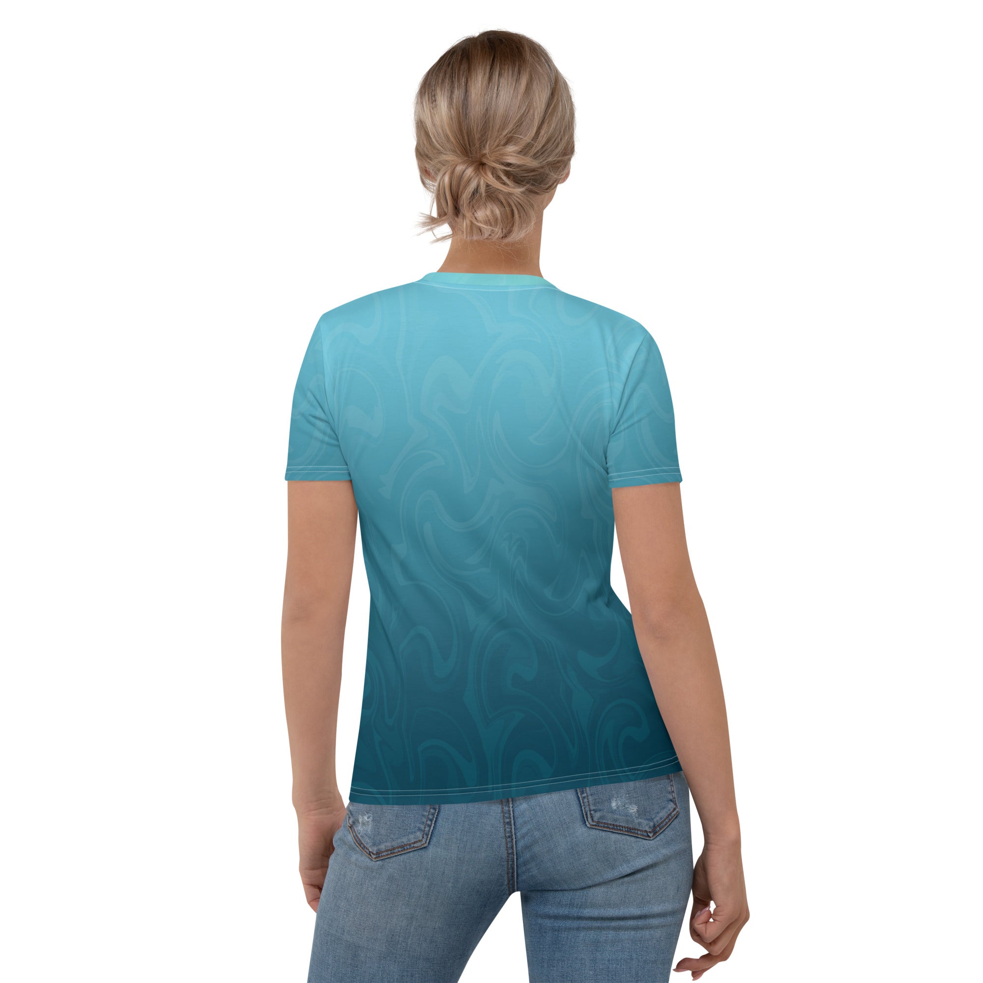 Women's Zen Garden themed crew neck t-shirt in soft fabric.