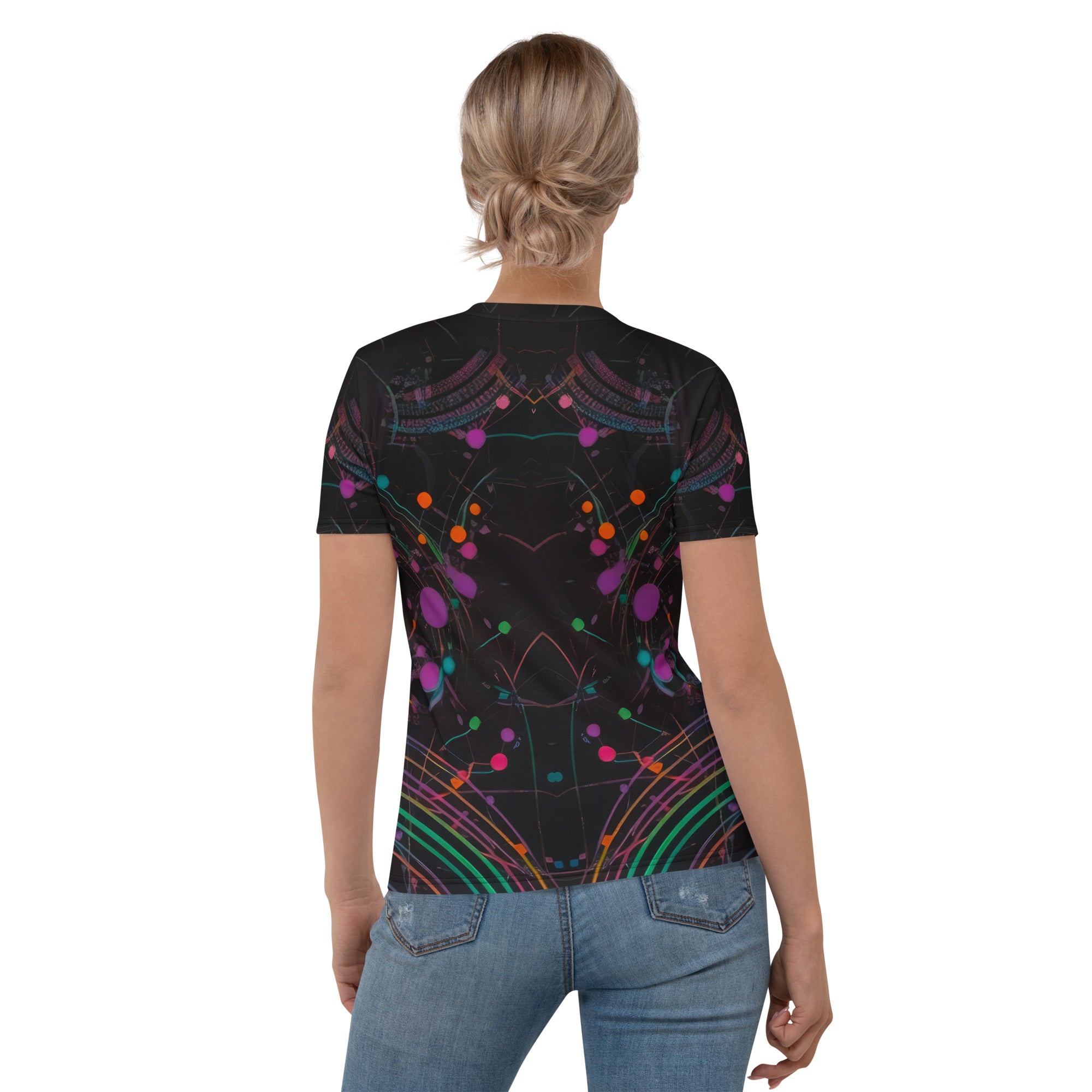 Colorful brushstroke pattern on Women's T-Shirt.