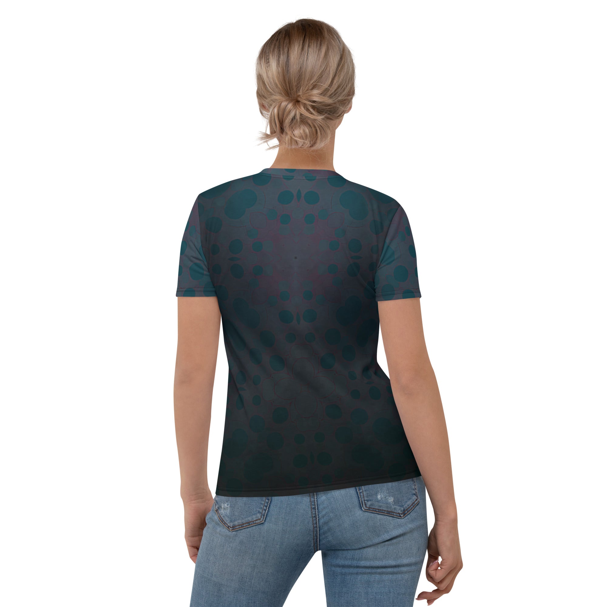 Women's floral print crewneck tee in vibrant colors