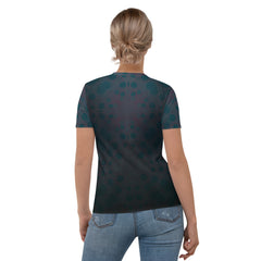 Women's floral print crewneck tee in vibrant colors