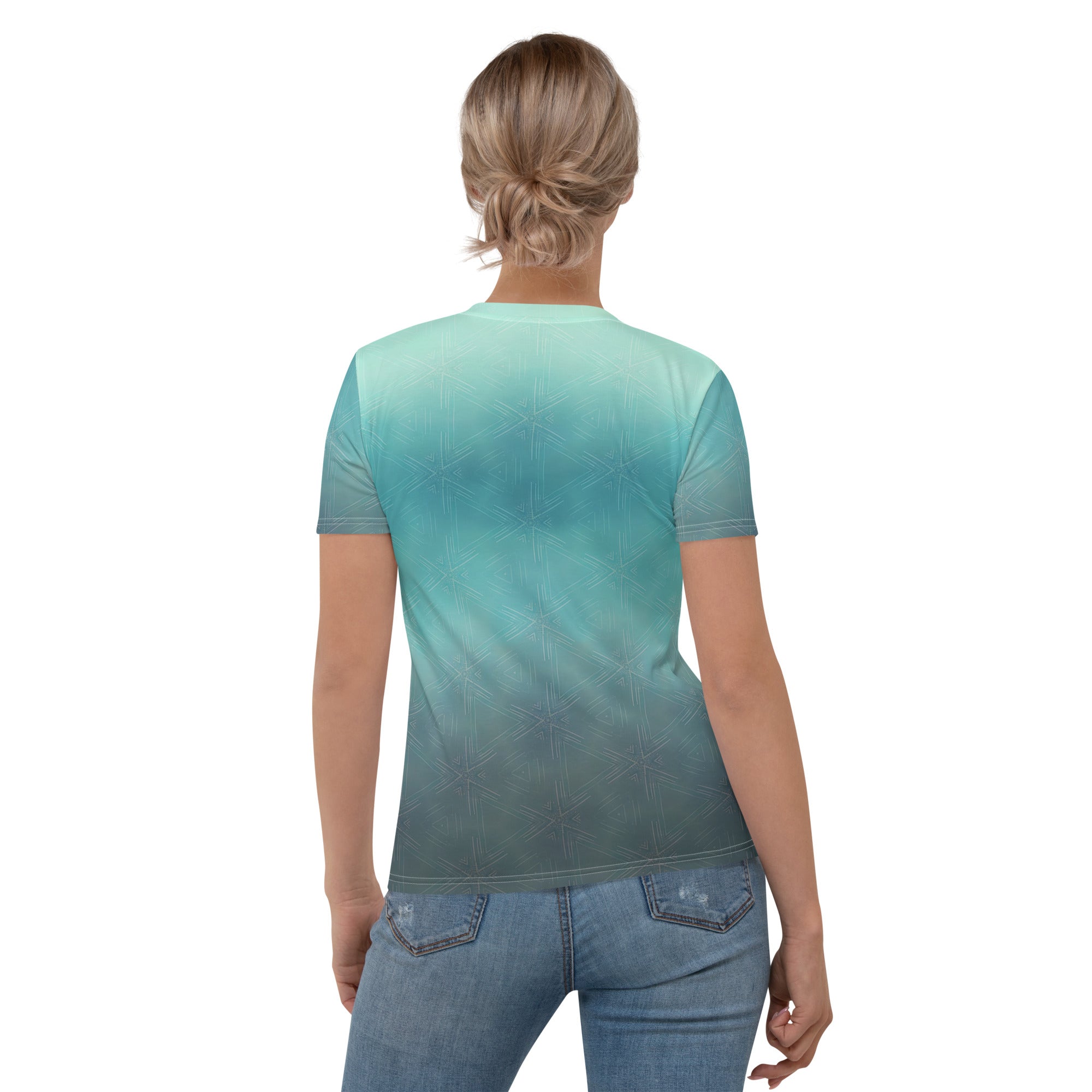 Model wearing Ethereal Harmony Women's Crew Neck T-Shirt