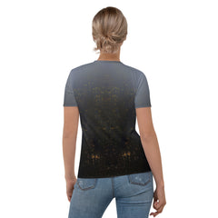 Folded Enchanted Forest Women's Crew Neck Tee showcasing the forest-inspired print