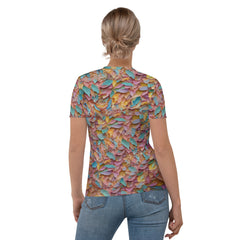 Artistic Women's T-Shirt with Geometric Fox Print.