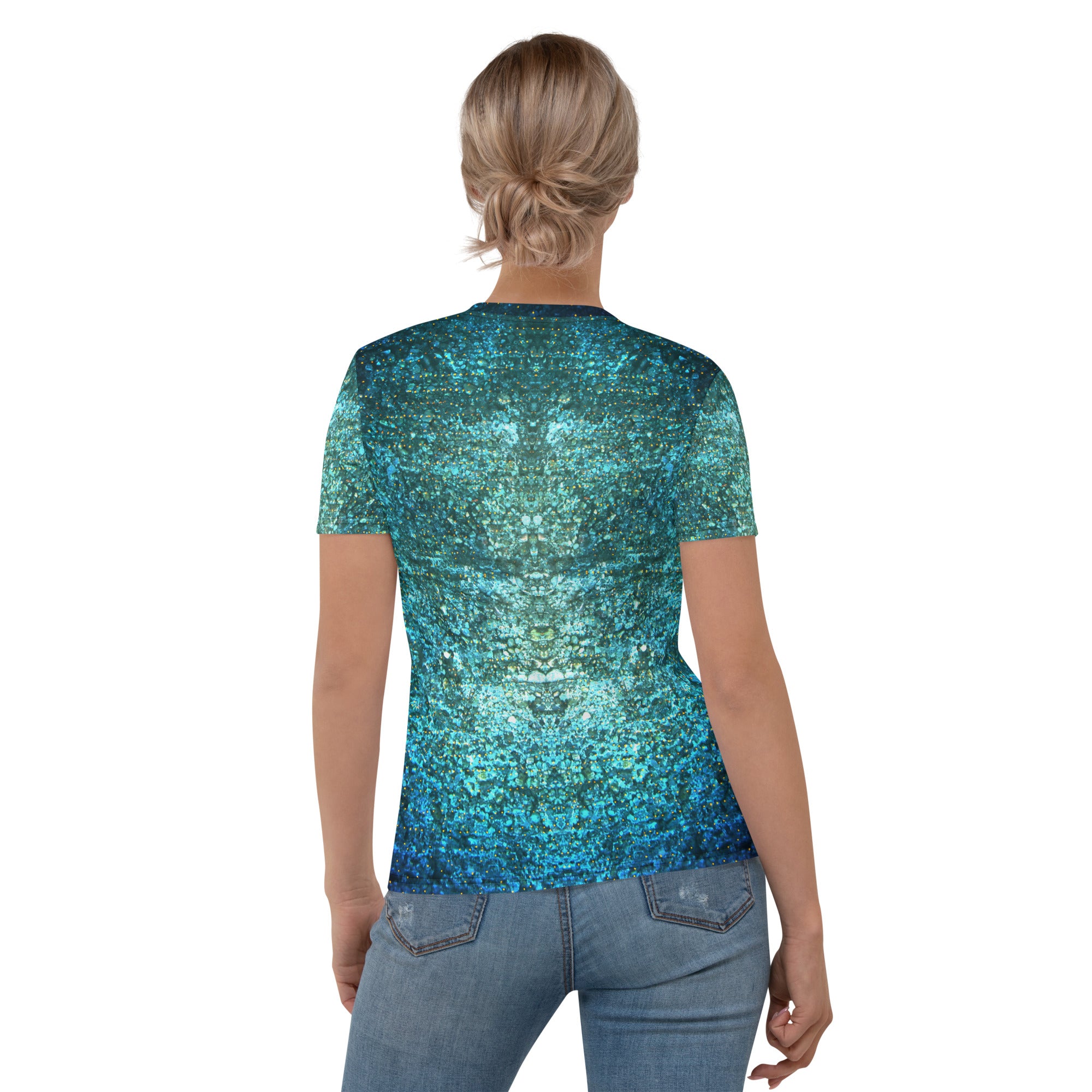 Elegant women's crew neck featuring Floral Fantasy pattern.