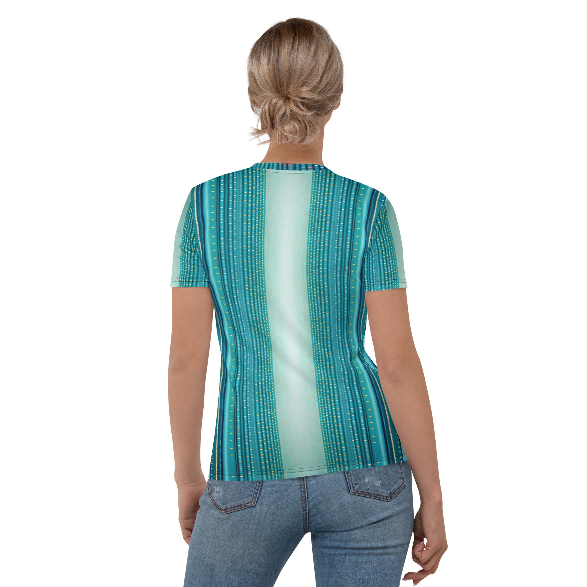 Stylish women's crew neck featuring Cosmic Flow pattern.