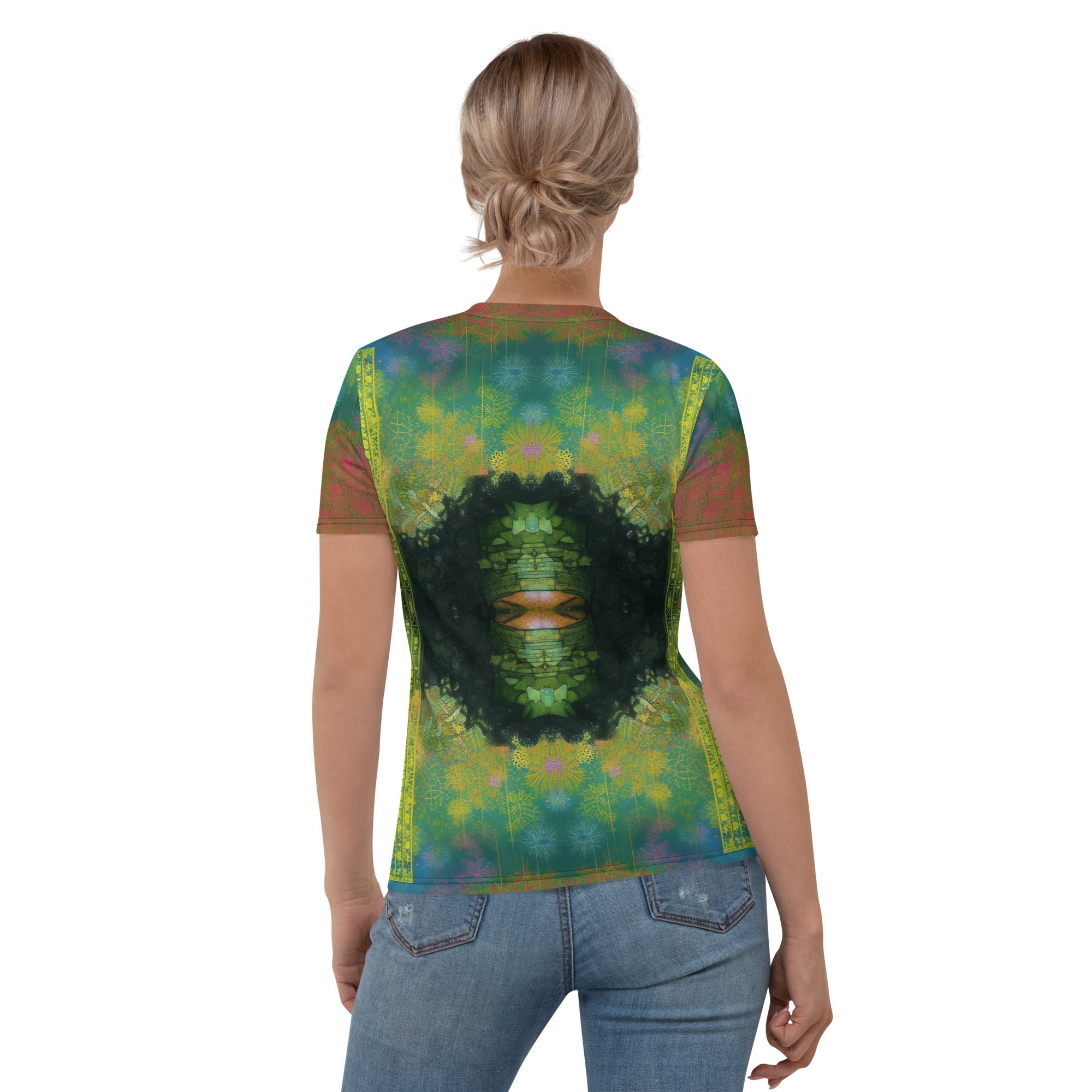 Women's crewneck tee with urban jungle print