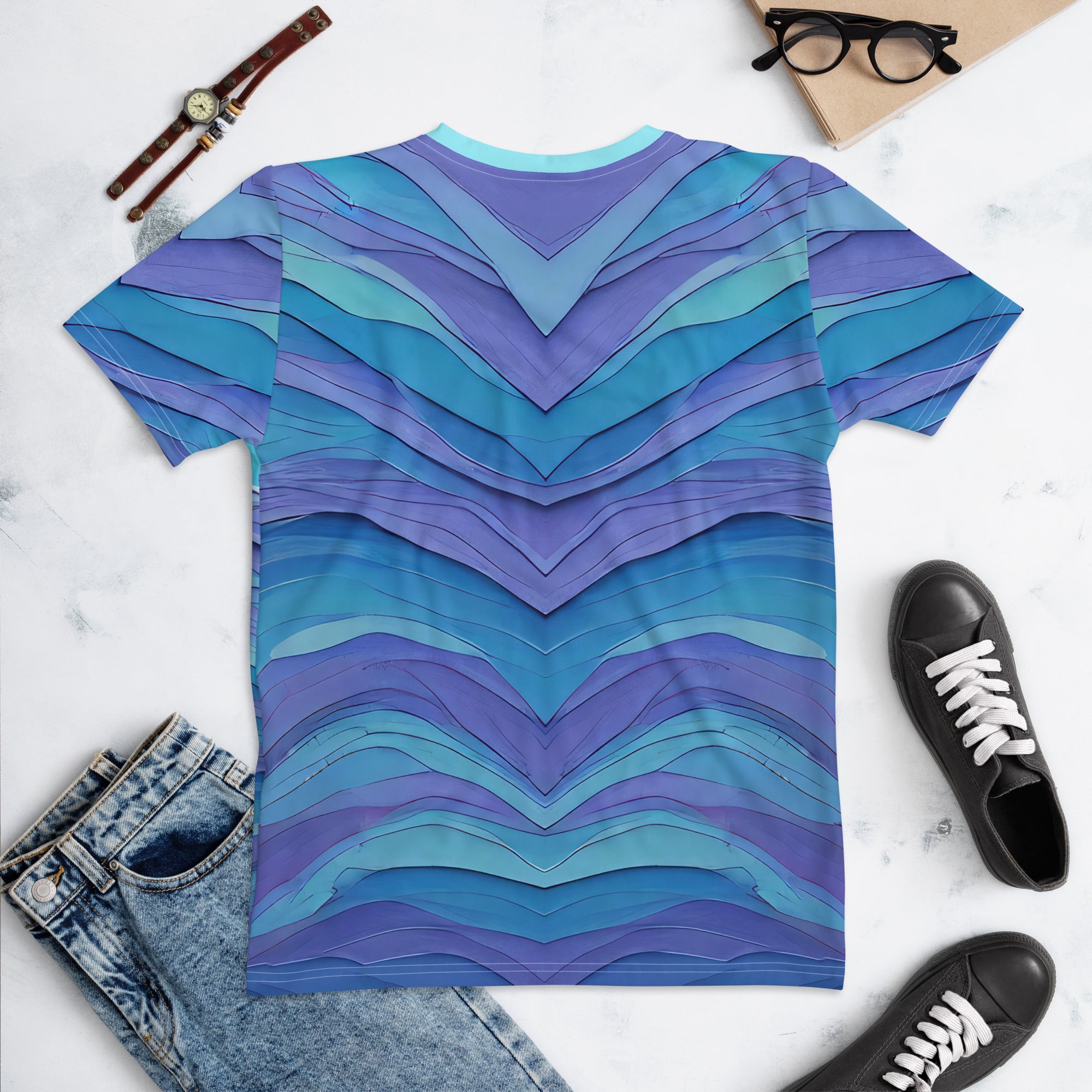 Elegant Garden Labyrinth Exploration women's T-shirt in a casual setting.
