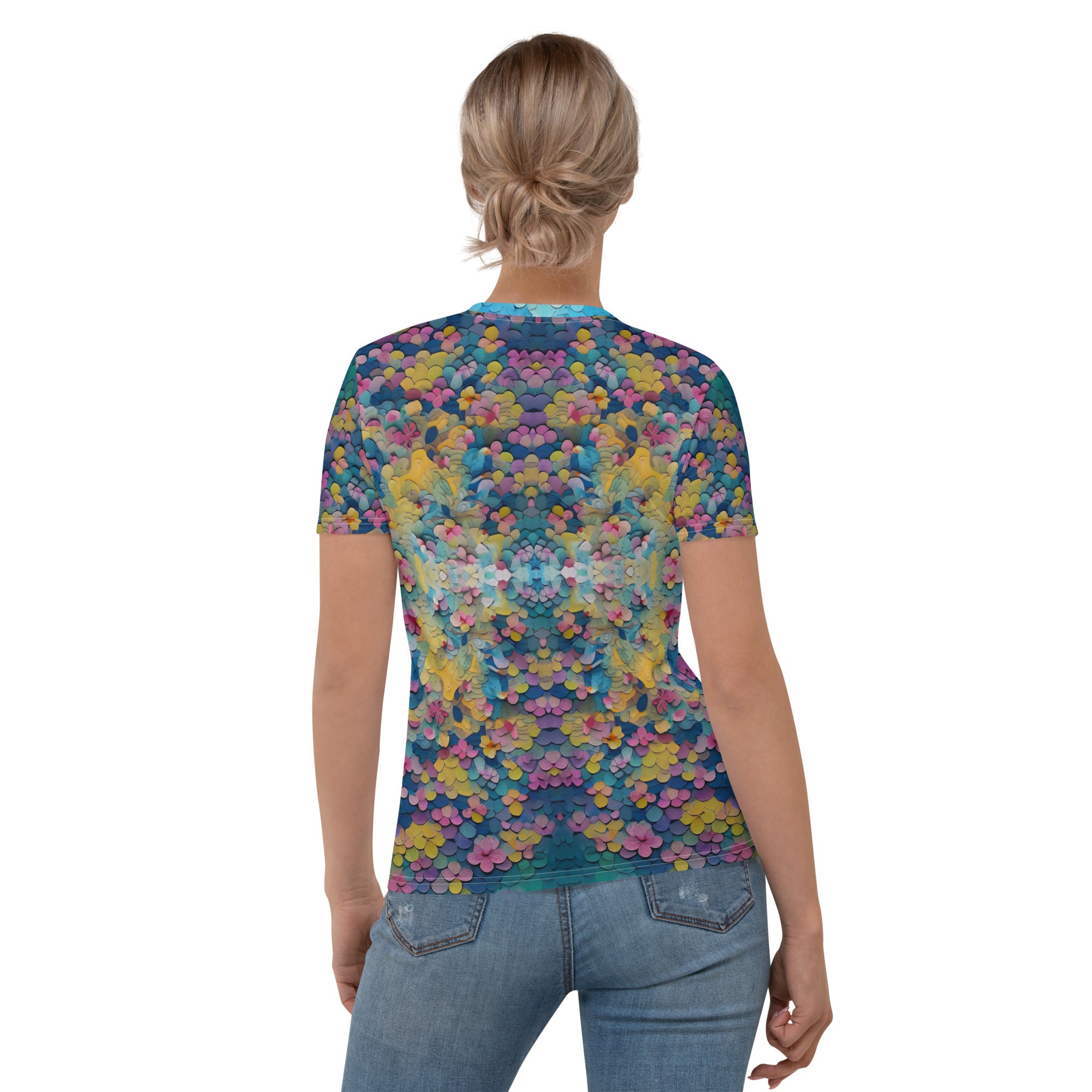 Artistic Mystic Mandala women's T-shirt featuring mandala patterns.