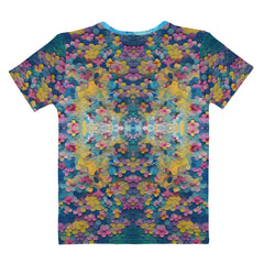 Women's crew neck T-shirt with artistic mandala pattern from Mystic Mandala collection.