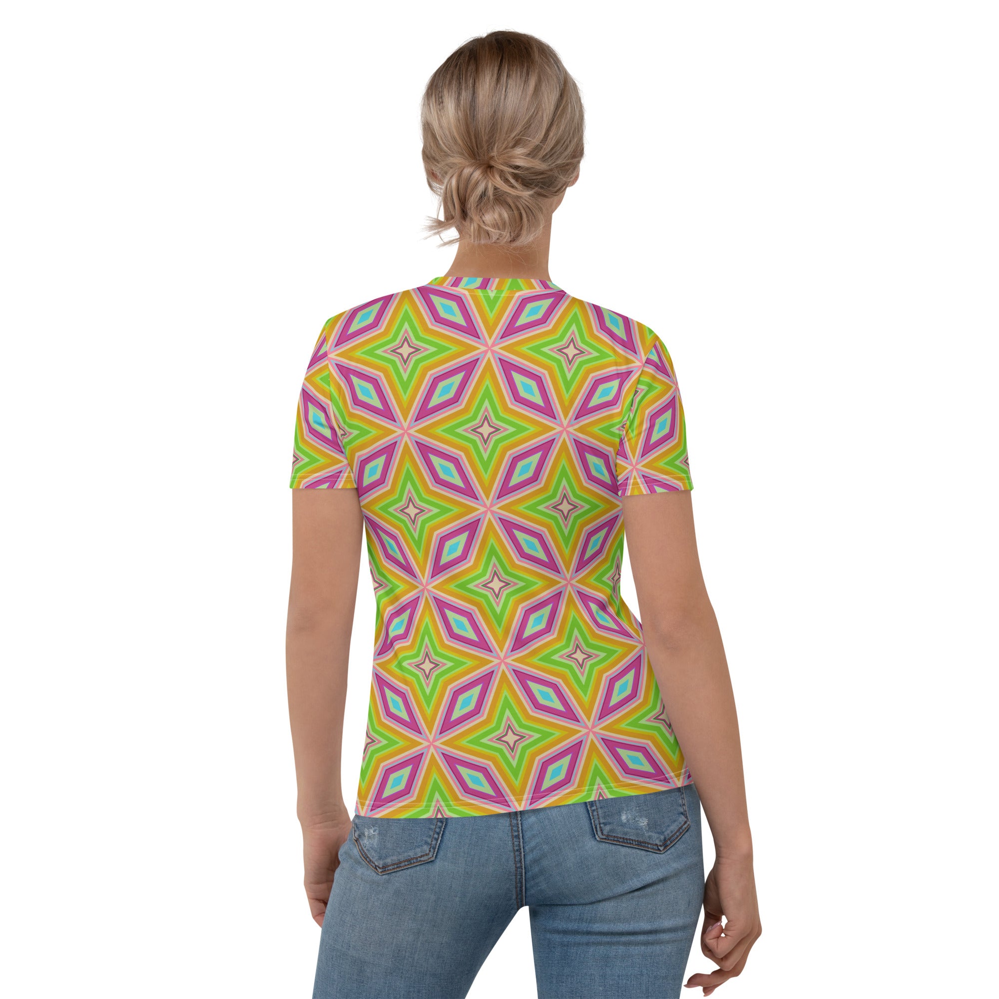 Women's tee with vibrant abstract art print