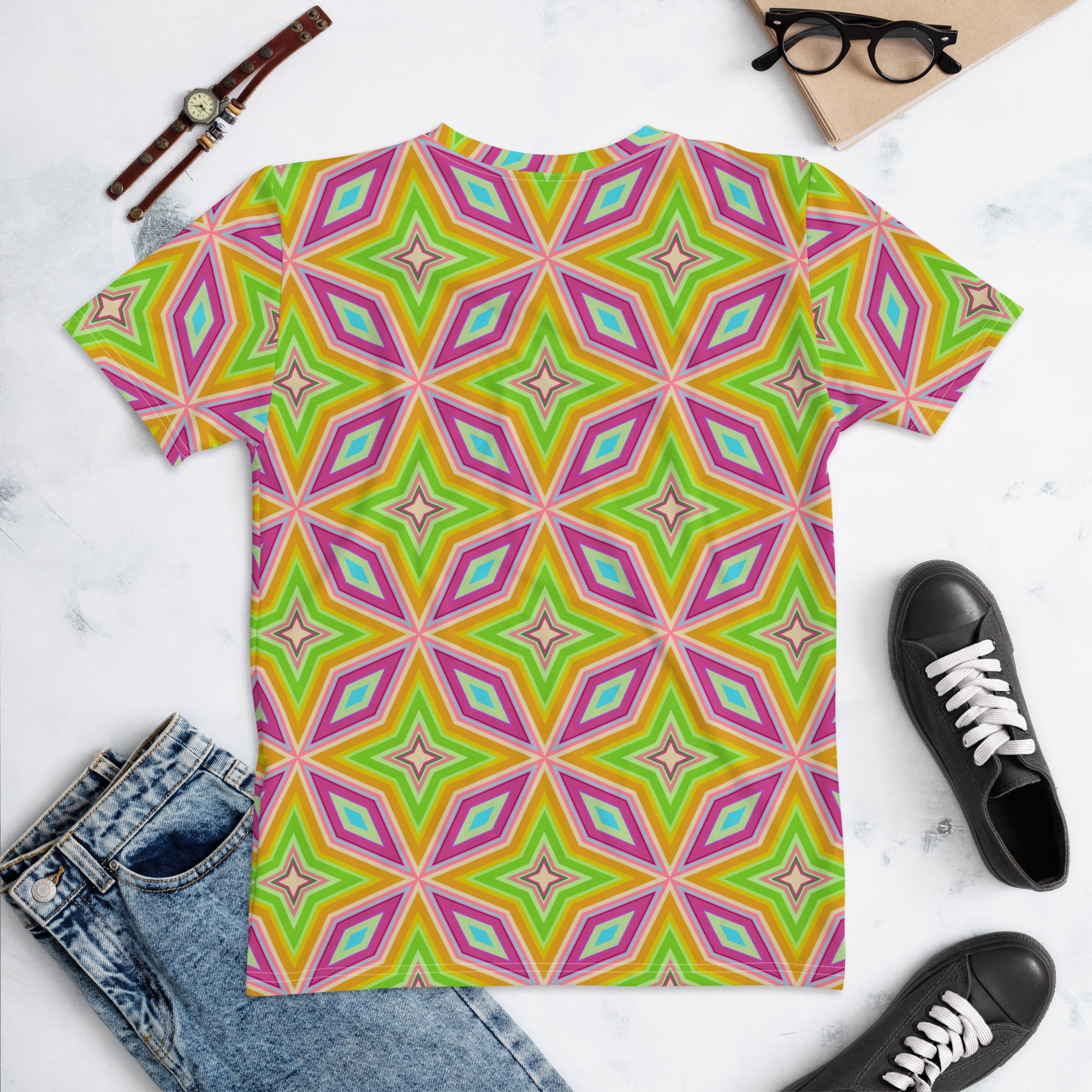 Colorful abstract design women's crewneck tee