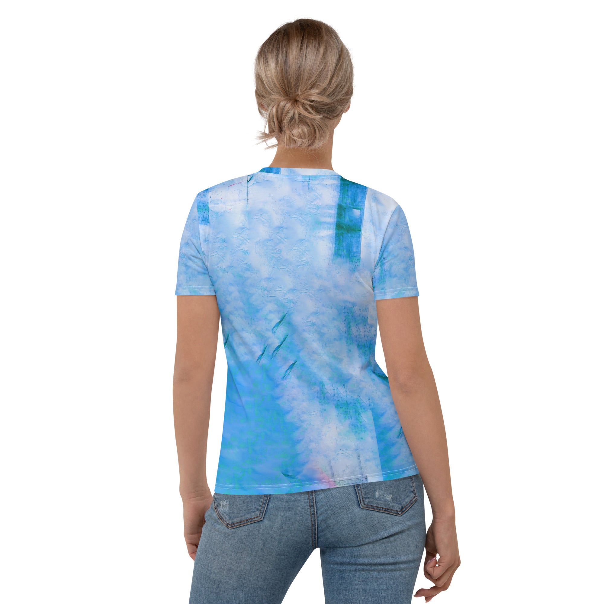 Active and stylish Downward Dog pattern on women's crew neck.