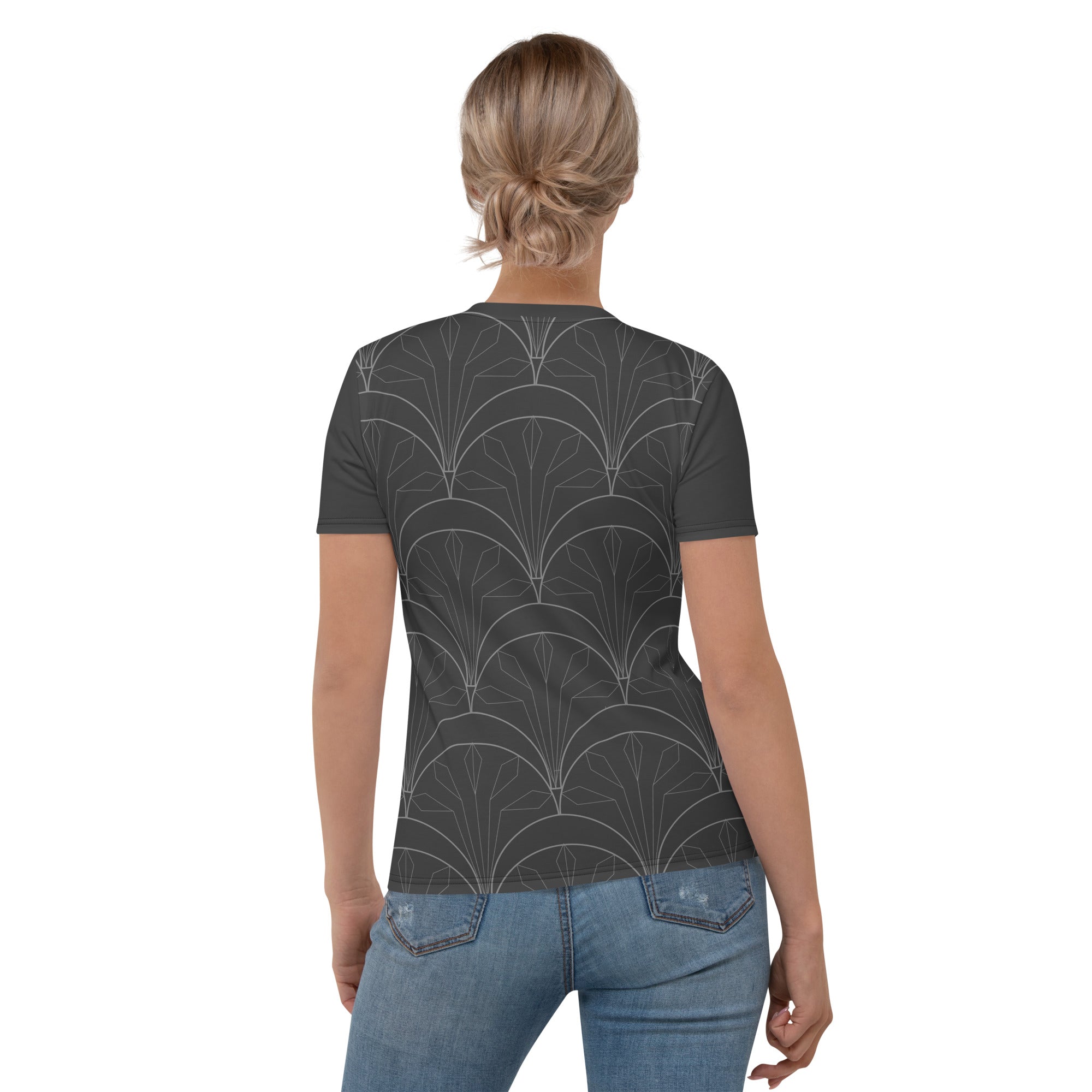 Elegant Art Deco pattern on women's crewneck tee