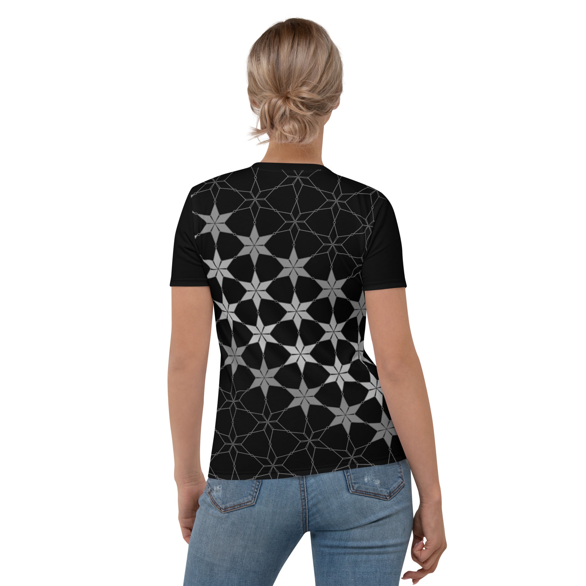 Stylish women's geometric pattern crewneck t-shirt