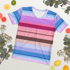 Carnival Confetti Colorful Stripe All-Over Print Women's Crew Neck T-Shirt