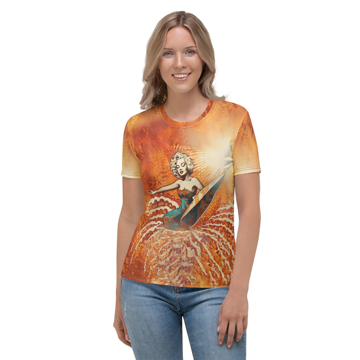 Colorful Surfing 5-05 Women's T-Shirt for standout beach fashion