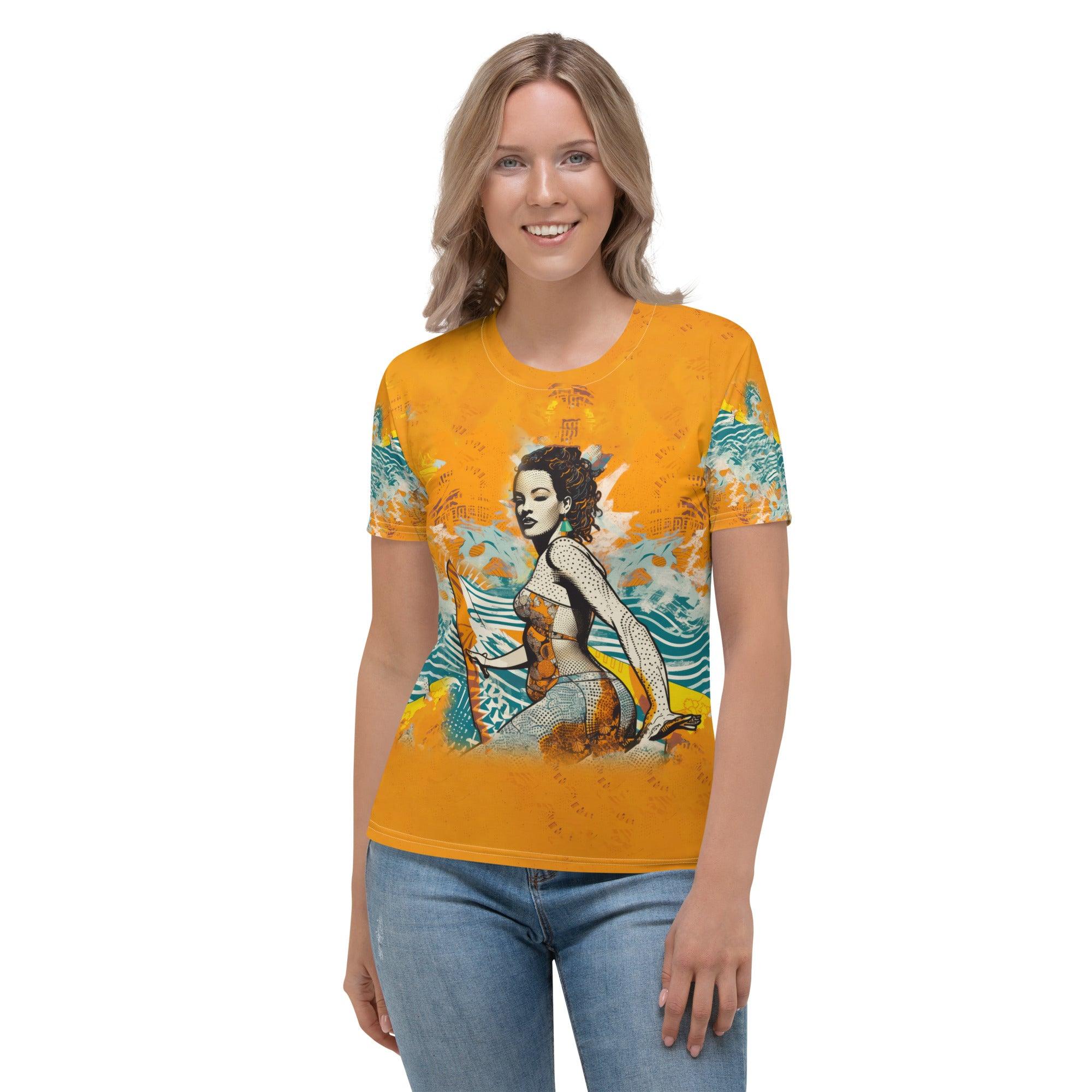 Colorful Surfing 5-30 Women's T-Shirt for standout beach fashion