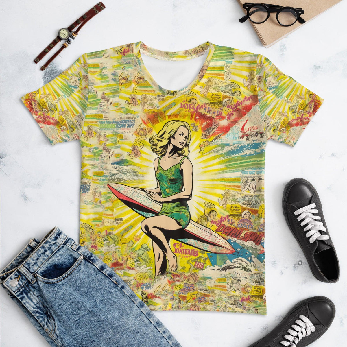 Embrace the surfer spirit with the Surfing 1 25 Women's T-shirt's unique design.