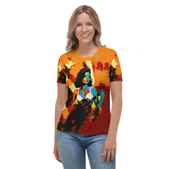 SurArt 77 Women's T-Shirt showcasing vibrant, artistic surf imagery.