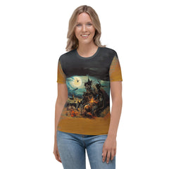 Melodic and mysterious, the Haunting Harmonies women's t-shirt is a symphony of Halloween style.