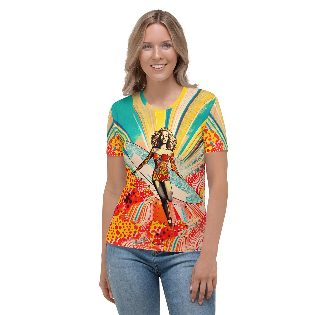 Beach Breaks All-Over Print Women's Crew Neck T-Shirt Conquer The Tides - Beyond T-shirts