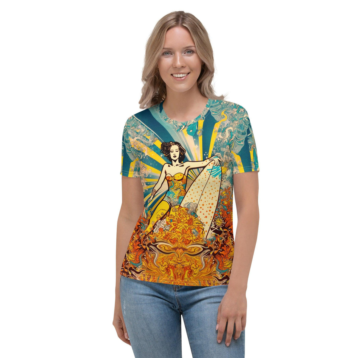 Seaside Serenity All-Over Print Women's Crew Neck T-Shirt Embrace Coastal Zen - Beyond T-shirts