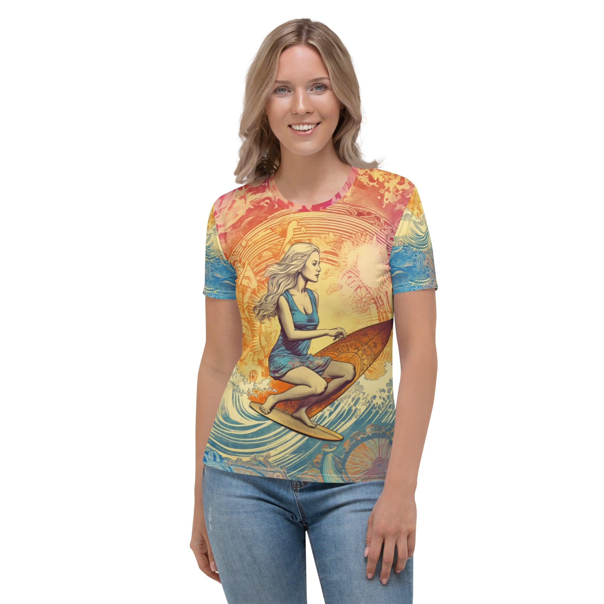 Catching Waves All-Over Print Women's Crew Neck T-Shirt - Beyond T-shirts